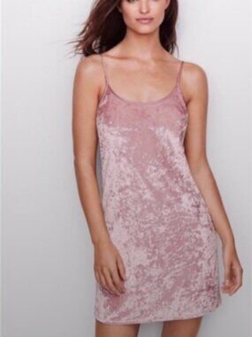 Victoria’s Secret Crushed Velvet Pink Slip Dress